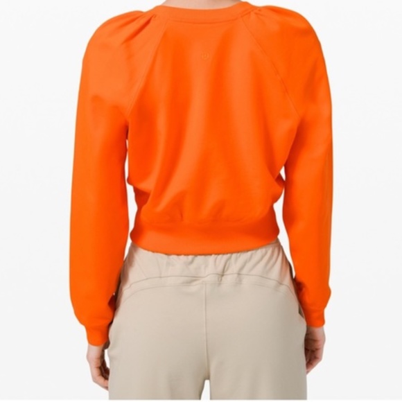 Lululemon LA Puff Sleeve Orange Crop Sweatshirt 4 - Picture 2 of 5